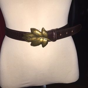 Women's Talbot Brown Leather Leaf Belt